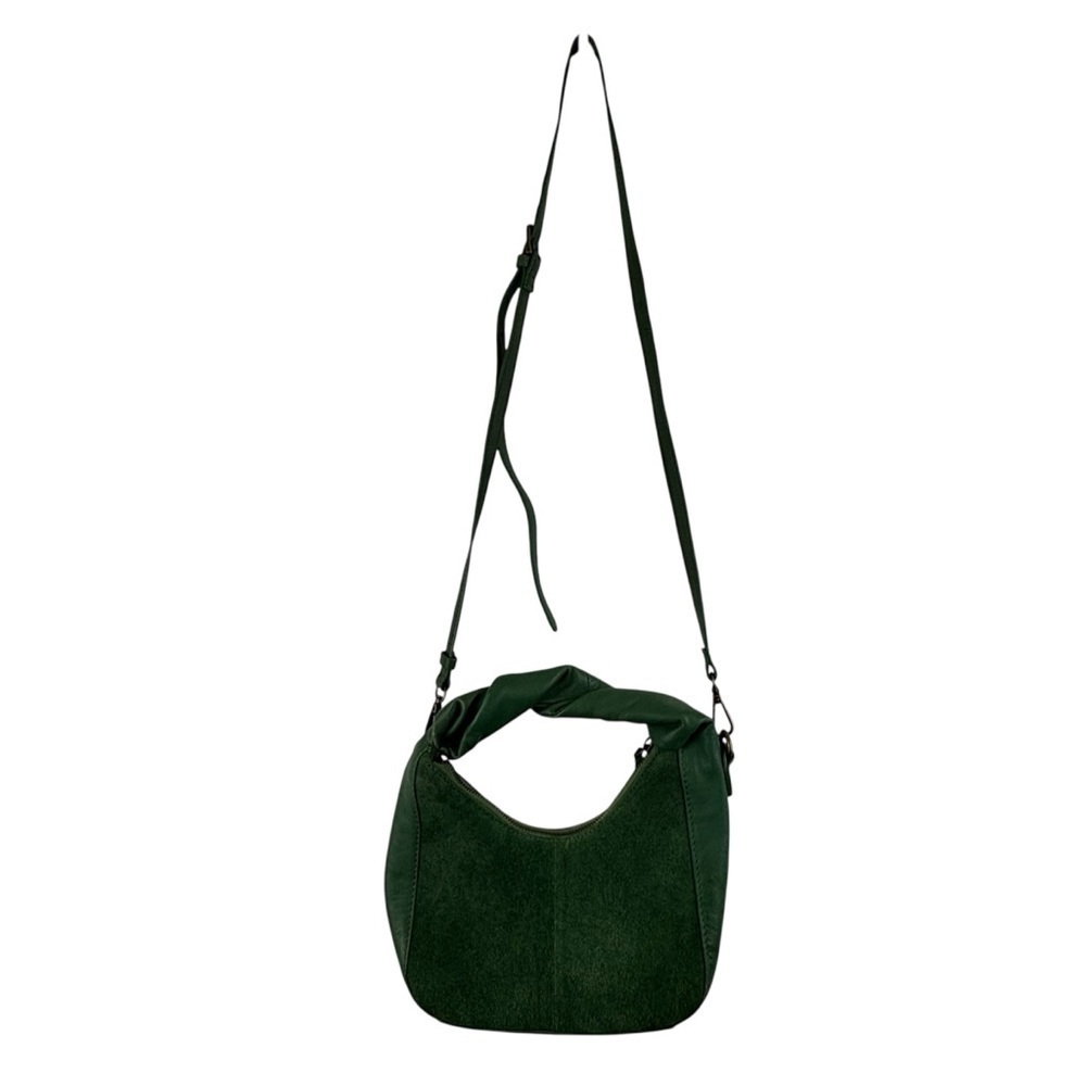 Free People Happy Hour Crossbody Bag Green Suede/Leather Twisted Hand strap - Picture 1 of 10
